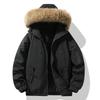 Thickened Winter Thermal Cotton Jacket with Detachable Hood and Fur Trim, Lightweight Windproof Outerwear