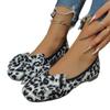 2025 new foreign trade large size comfortable low heel bow single shoes shallow mouth one pedal leopard print Doudou women's shoes