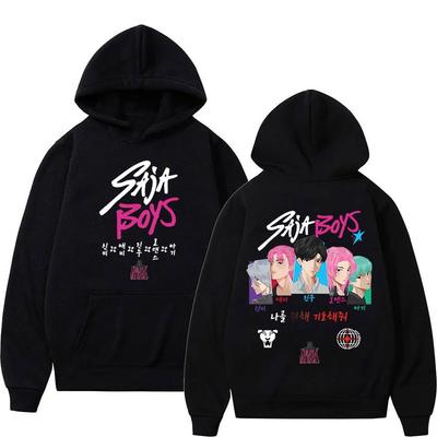 Vintage Grafický Potlač Saja Boy K-Pop Mikina Dámska Pánska Ležérna Hip Hop Streetwear Dlhý Rukáv Fleecový Pulóver Unisex Mikiny