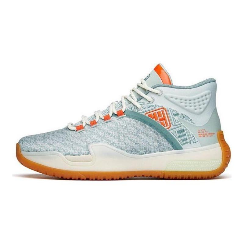 Anta men mid-top retro basketball shoes green orange textile breathable durable versatile comfortable 112141614-4