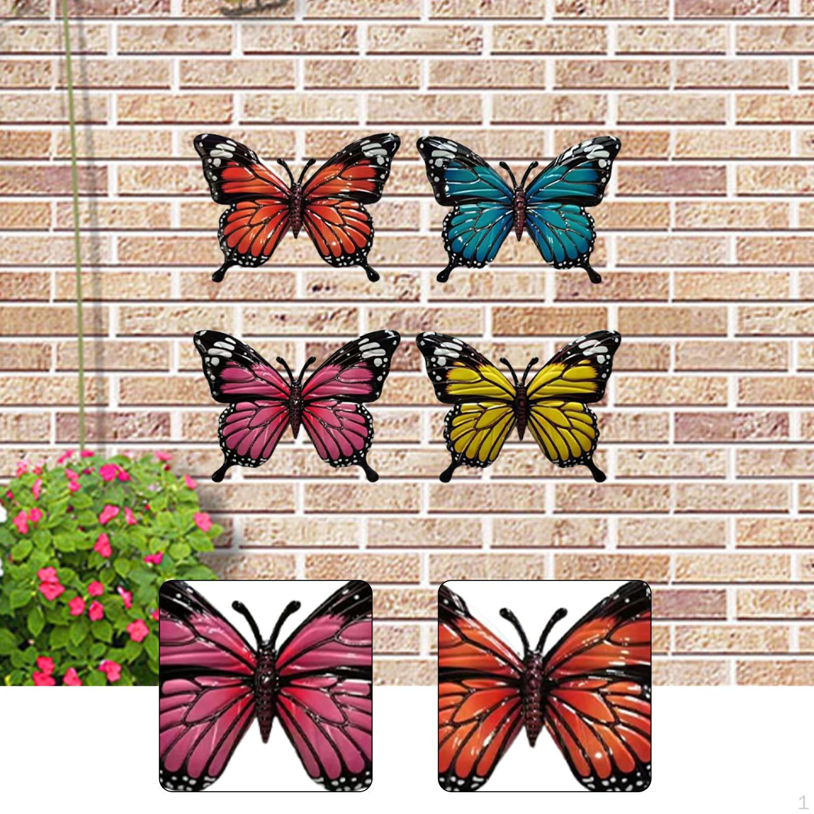 

4 шт. Железные бабочки Настенное искусство Подвесная коллекция произведений искусства Яркие украшения Скульптуры для патио Style A