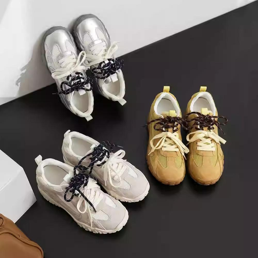 6cm Height Increase, Small Forrest Gump Shoes for Women, Spring and Summer Platform Sports and Leisure Mesh Breathable Leather German Training Shoes 