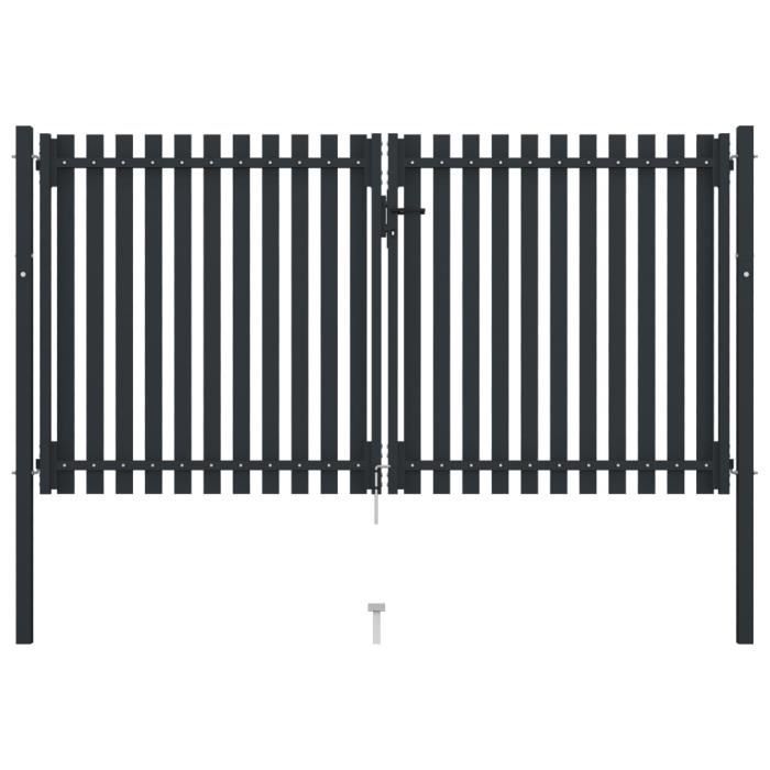Portail de clôture - vidaXL - Double porte - Acier enduit de poudre - 306x220 cm - Anthracite