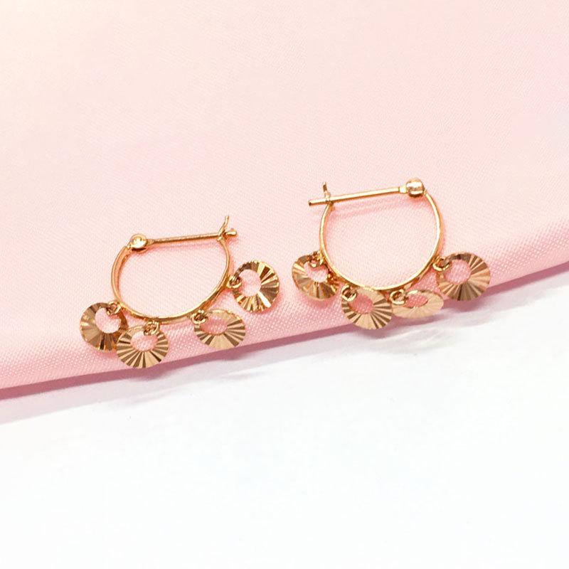 Фиолетово-золотые блестящие серьги-диски, Золотой цвет, Простой темперамент, Для commutes, Женские, Позолоченные розовым золотом серьги-гвоздики