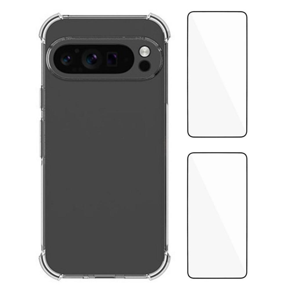 

WANLONFENG WL2 Series for Google Pixel 9 Pro XL Case with 2Pcs Tempered Glass Films 2.0mm TPU Phone Cover (Big Lens Hole) Type A