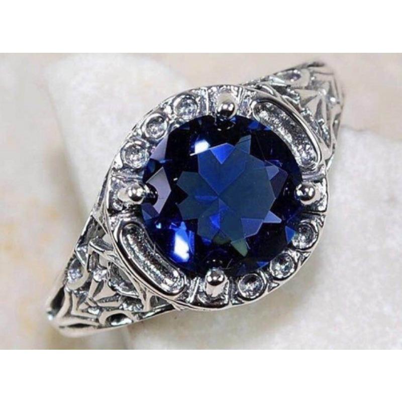 

Topaz Crown Butterfly Inlaid Zircon Retro Flower Ring European Engagement Banquet Jewelry No. 10