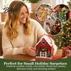 Holiday Treat Containers Christmas Wonderland Cottage Gift Box, House Shaped Paper Boxes, Exchange Packaging Snack Holder with Handle for Cookies