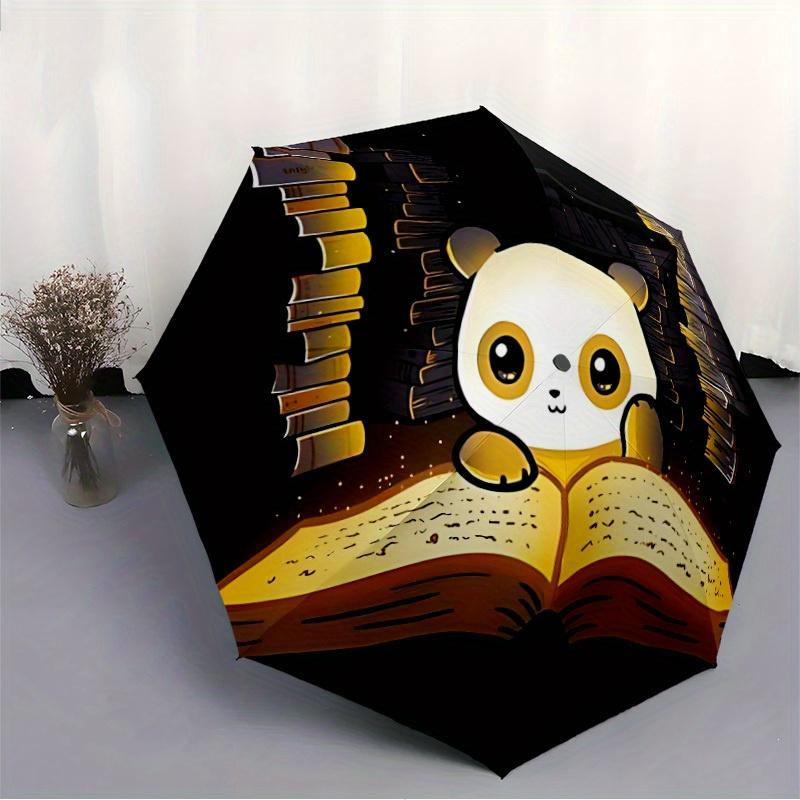 1pc Panda Books Auto Open/close, All-Season Portable Folding Umbrella for Women & Men, Travel, Everyday, Formal Events -06143