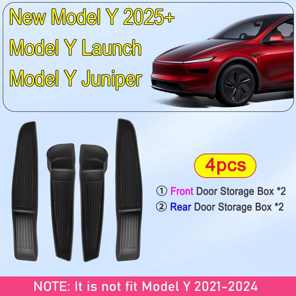 For Tesla Model Y 2025 Juniper Launch Door Side Storage Box Front Rear Model 3 Door Storage Organizer Tray Travel Accessories