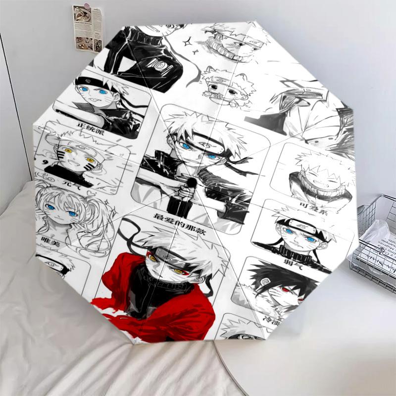 1 PC Automatic Folding Umbrella - Naruto Art Compilation Pattern Portable Foldable Design With 8 Ribs Christmas Birthday Gifts