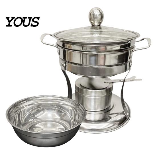 Office Lunch Food Warmer Chafers And Warmers Set with Glass Lid, Round Stainless Steel Compact Vacuum Insulated Meal Box Thermal Serving Bowl,