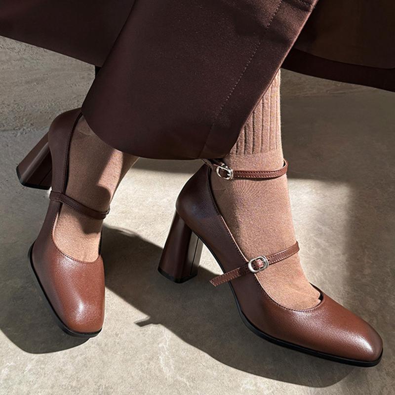 New Spring Summer Mary Jane Shoes Platform Shoes Women Fashion Buckle Square Toe Pumps Women High Heels Women Pumps Size 34-39