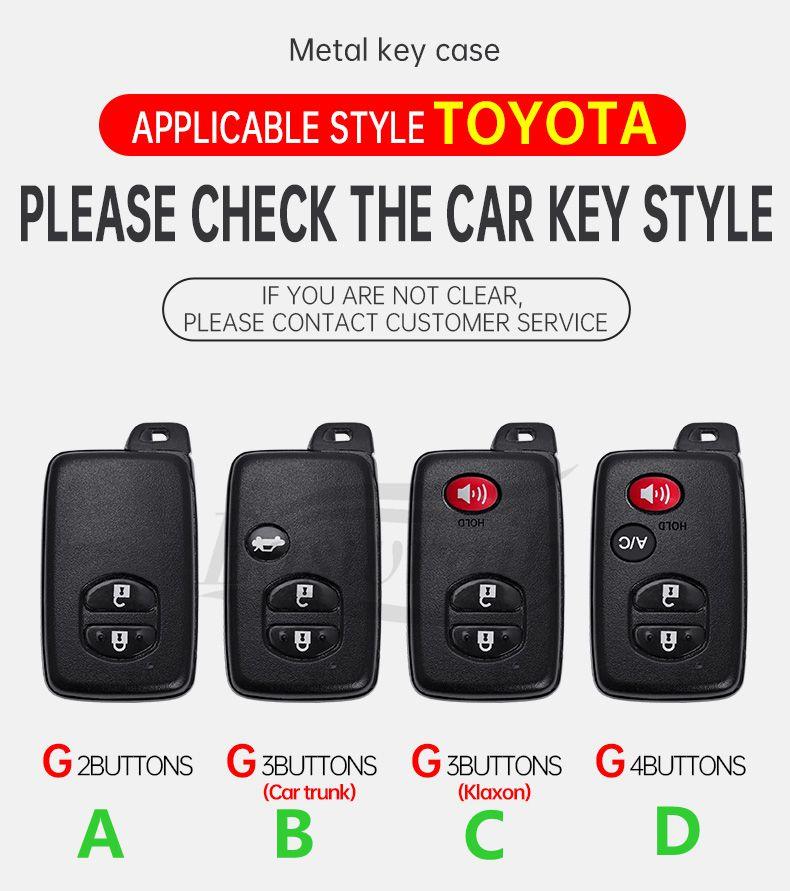 Auto Zinc Alloy Genuine Leather Key Fob Cover Fit For Toyota Land Cruiser Fj Lc Prado Harrier Hilux Fortuner Key Ring Case Mount Protective