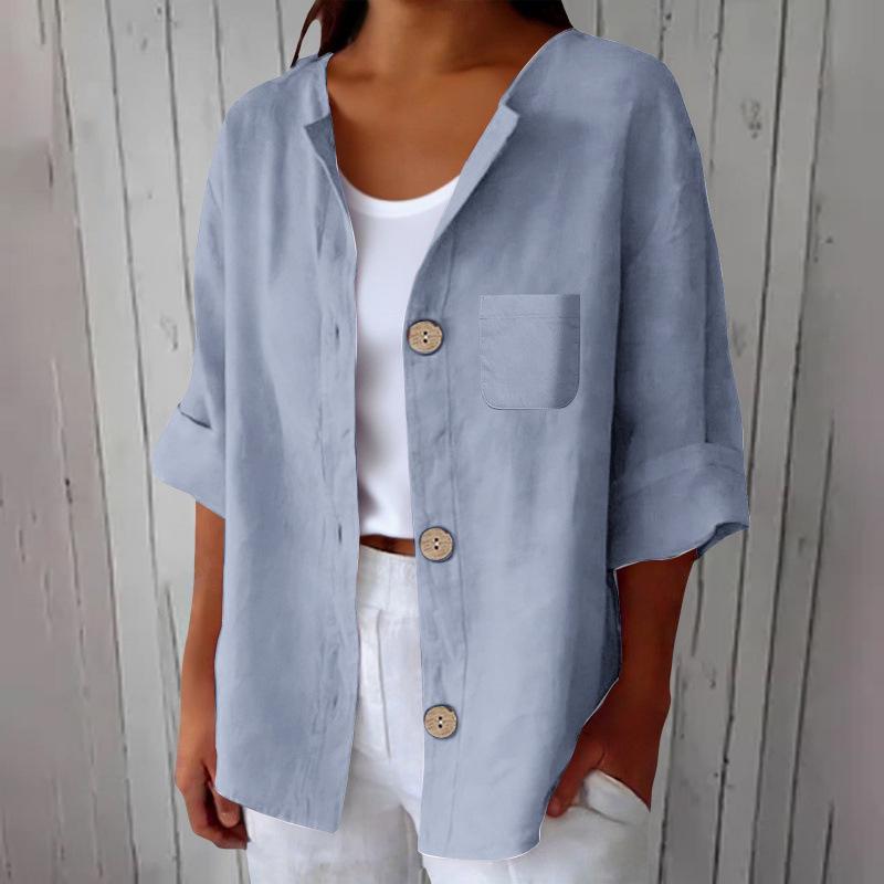 Women S Vintage Loose Fit 3 4 Sleeve Cardigan Shirt Casual Top
