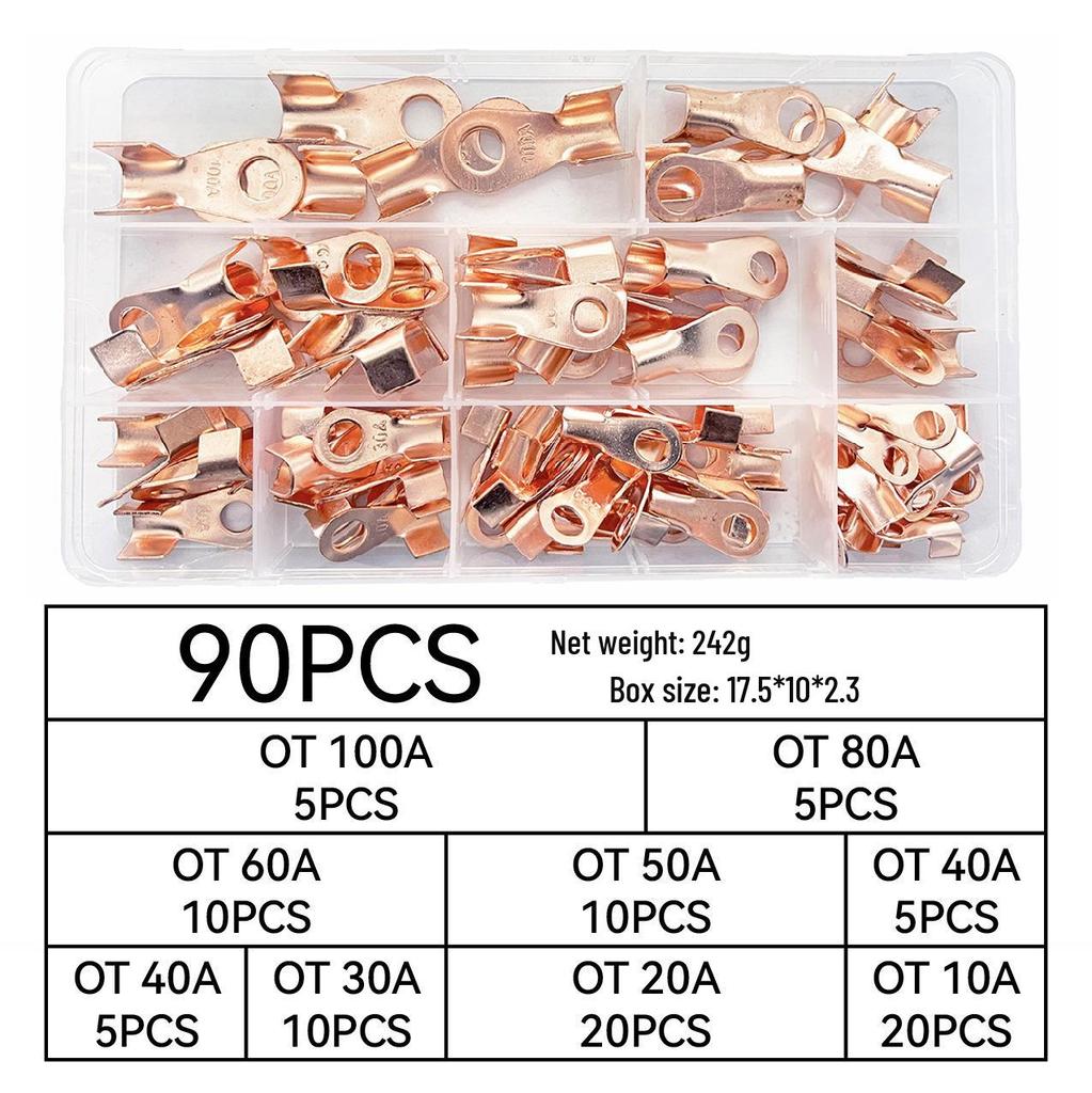 New OT-70/80 Copper Open-end Lug Terminal 3-100A Boxed Wire Crimp Fittings