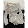 Pigiama a Righe da Donna Set con Pantaloncini Manica Lunga Piiama Casual 2 Pezzi Abbigliamento da Notte Autunno Coreano Casual Tuta da Casa
