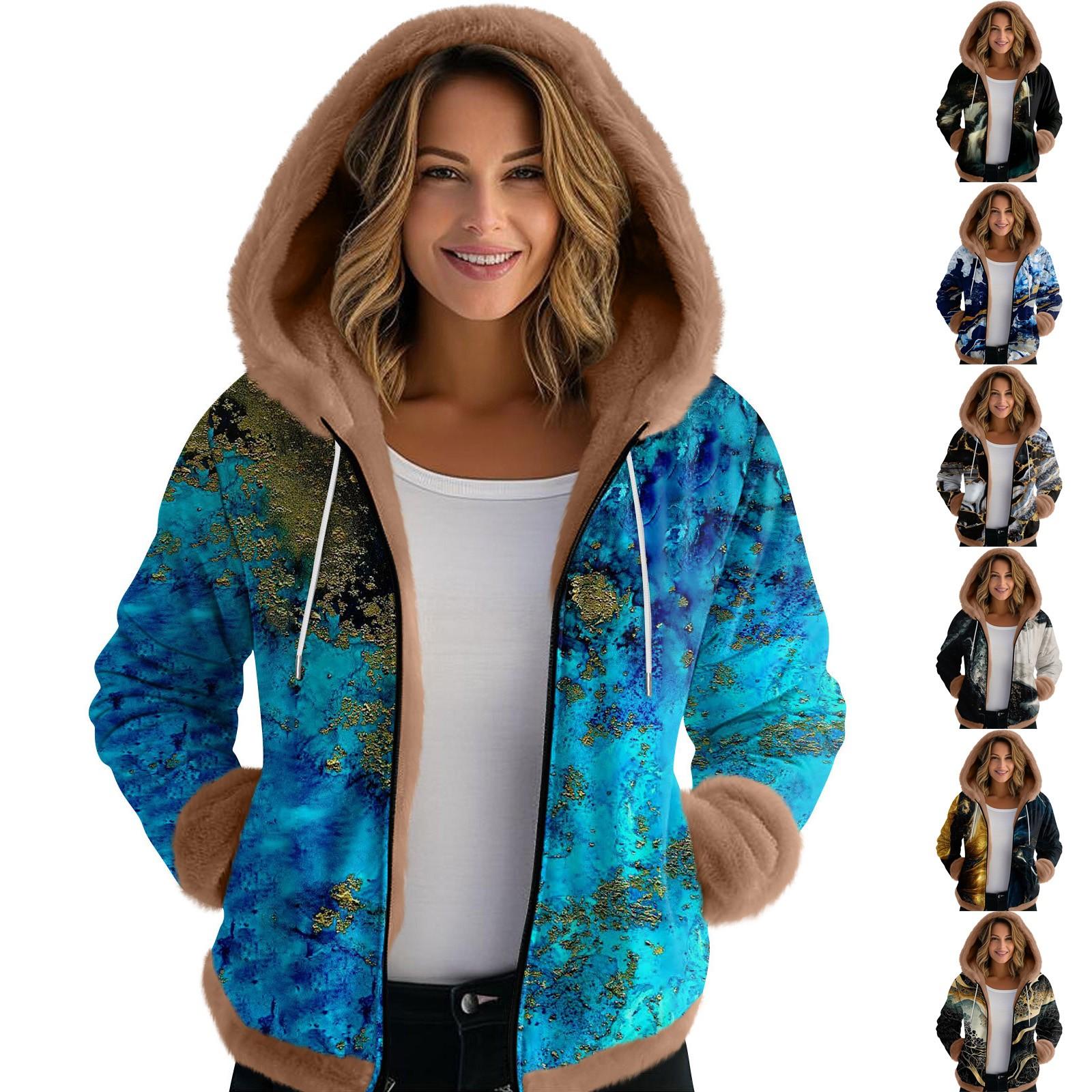 

Женская зимняя шапка с манжетами и краями, бархатная утолщенная куртка с капюшоном и принтом