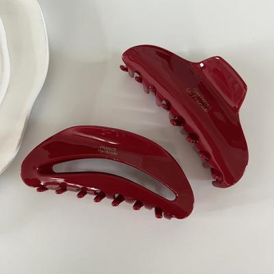 Red Series Large Acetate Shark Hairpin for Women - High-End Back-of-Head Accessory