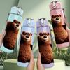 1PC Back View Brown Bear Animal Pattern 750ml Color Plastic Sports Water Bottle Leakproof Flip Straw Lid Suitable for Sports Office Home Use