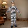 Kids Halloween Prisoner Costume Set With Faux Plastic Chain And Striped Hat For Cosplay Role Play Party