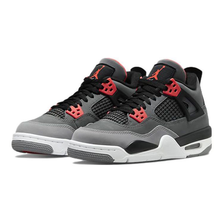 Air Jordan 4 Retro GS Infrared Kids Sneakers Grey Dark-Grey Infrared-23 408452-061