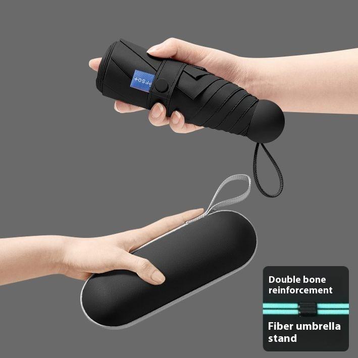 Capsule sun umbrella female sunscreen anti-ultraviolet sunshade umbrella dual-use mini five-fold ultra-light, compact and portable