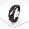 European And American Popular Stainless Steel Leather Bracelet Men's Multilayer Woven Leather Bracelet