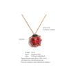 Yhpup Trendy Red Enamel Ladybird Insect Pendant Necklace 18K Golden PVD Plated Popular Fashion Jewelry Waterproof