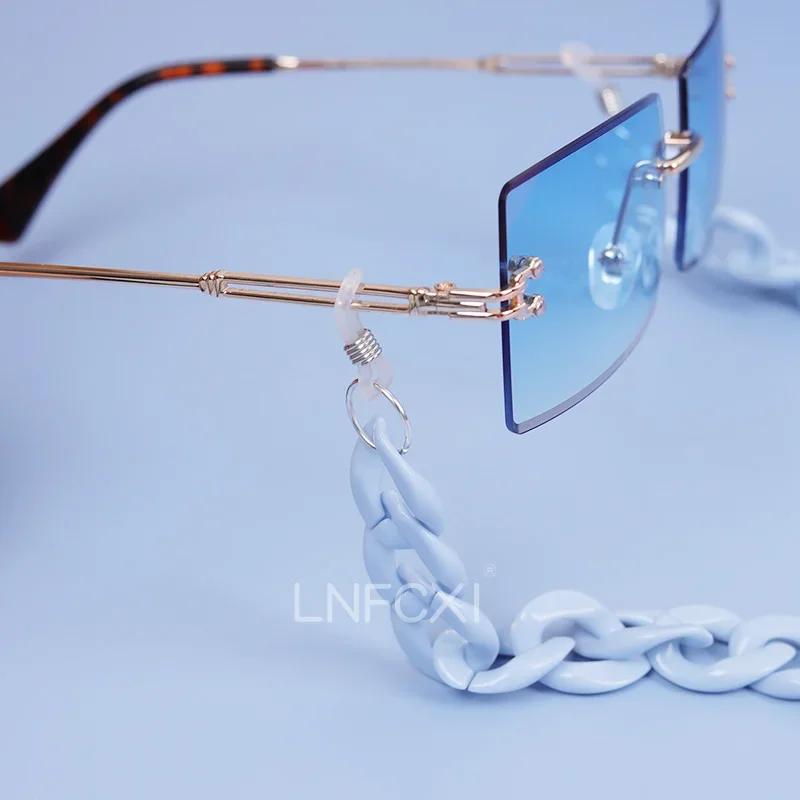  Retro Bright Acrylic Glasses Sunglasses Chain Straps Lanyards Blue Color Reading Glasses Hanging Neck Glasses Chain