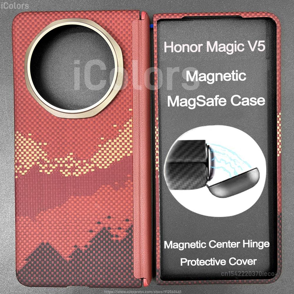 For Honor Magic V5 Aramid Carbon Fiber Case Kevlar Cover Ultra Thin Lightweight Armor Protective Cover Slim Durable Sturdy