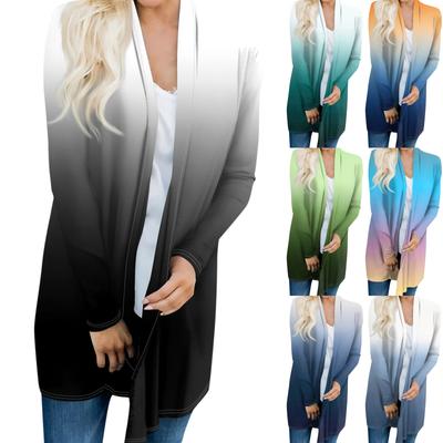 Women's Fall Trendy Oversized Coatigan Long Sleeve Front Cardigan Printed Top Lightweight Jacket