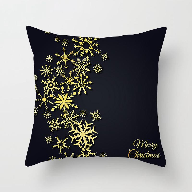 New Year Christmas Snowflake Elk Print Cushion Cover Home Living Room Sofa Decoration Square Polyester Pillow Cover