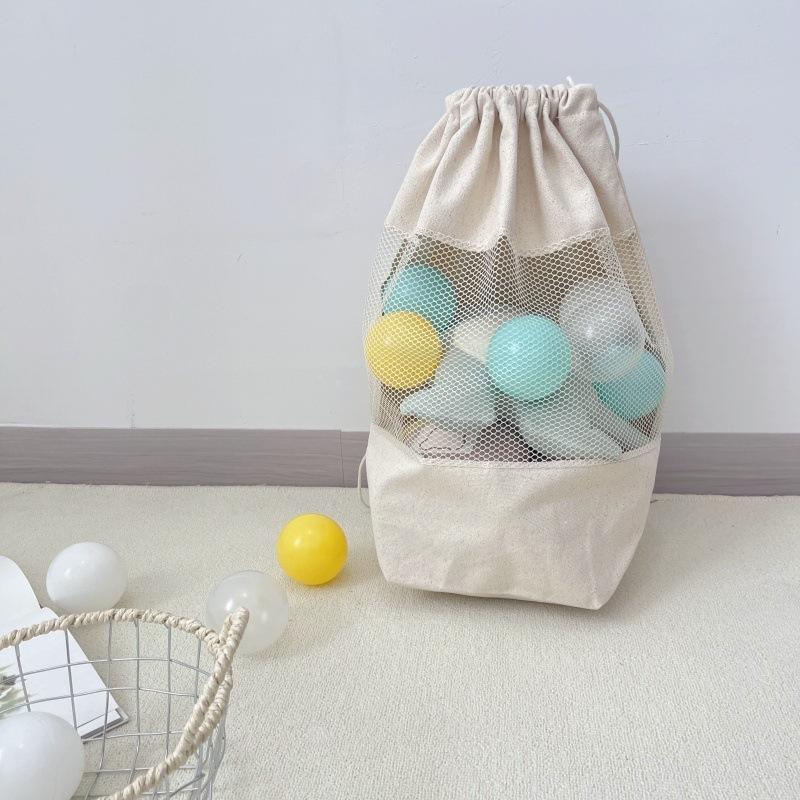

Korean Style Mesh Hollow Drawstring Tote - Large Capacity Baby Toy Storage Bag Swimming & Toiletry Organizer for Stylish Storage