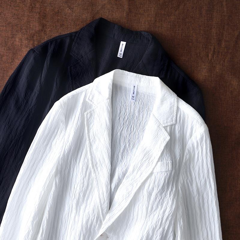 Frühling und Sommer Herrenanzüge&blazer Pendlerblazer Blazer für Herren Slim Fit Freizeitjacke Plissierte Knopfjacke
