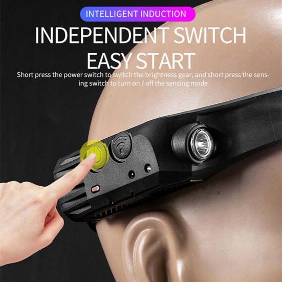 Motion Sensor LED Headlamp High Brightness Multiple Lighting Modes Waterproof USB Rechargeable Headlight LED Torch