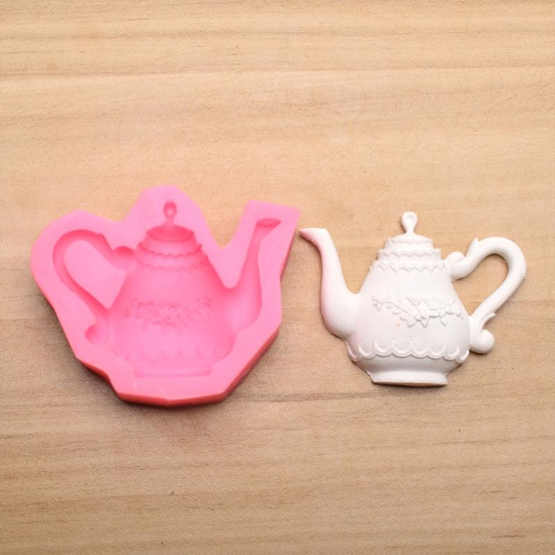 Silicone Fondant Mold Cartoon Cute Teapot Shape Handmade Candle Resin Craft Cake Decorating Tool for Kitchen Baking Gift