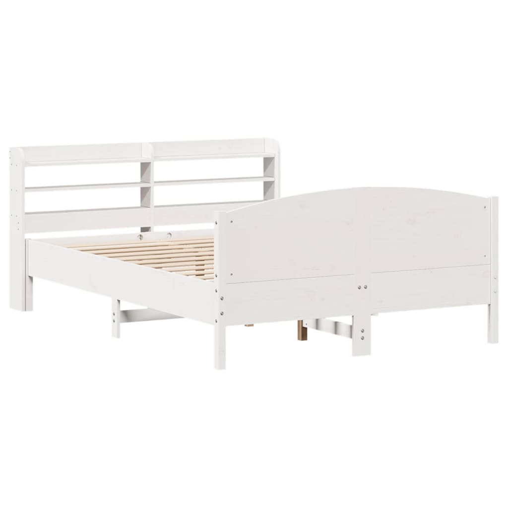 Vidaxl Rama Łóżka Bez Materaca, Biała, 135X190 Cm, Lite Drewno Sosnowe