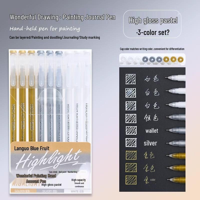 Blue Fruit Journal Pen Set: High-Capacity Neutral Pens for Drawing, Note-Taking, Highlighters, and Fine Tip Pens