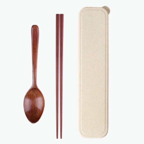 

Wooden Bento Chopsticks Set with Chopstick Case, Bento Cutlery Set, Chopsticks, Spoon, Fork, and Chopstick Case, Safe, Non-Toxic, Easy to Store, Porta