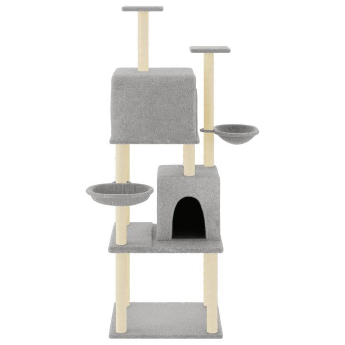 VidaXL Arbre à chat avec griffoirs en sisal Gris clair 180 cm 172032