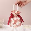 Ribbon Bow Canvas Flower Drawstring Bag Pearl Handle Wedding Festive Sugar Bag Floral Coin Purse Wallet Bowknot Handbag Party