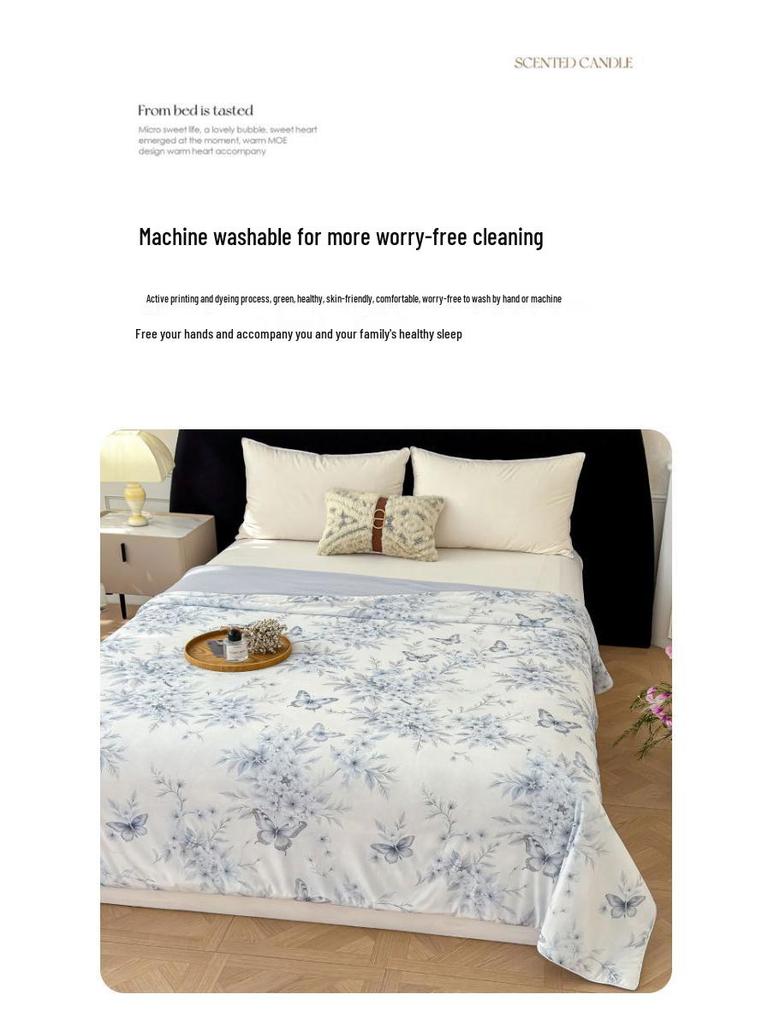 Summer Silk Quilt: Digital Print Floral Air Conditioning Comforter