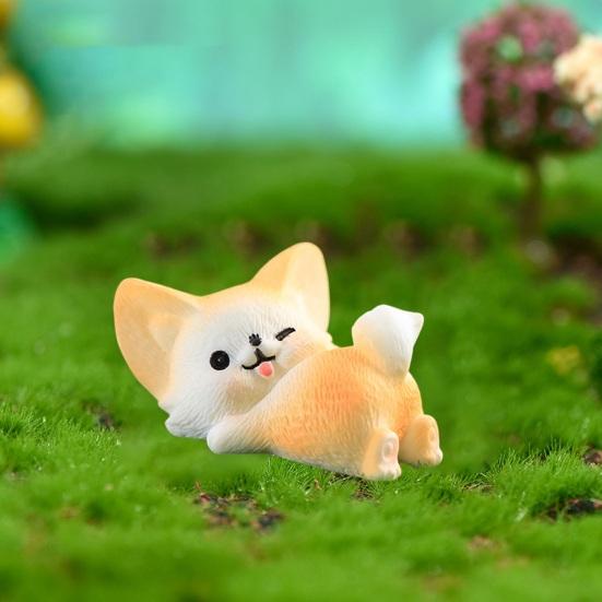 2ks Fennec Fox Resin Roztomilý Ornament Rozkošná ruční práce Dekorativní miniatura Fennec Fox Figurka Mikrokrajinka