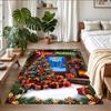 Christmas Custom Name Printed Square Area Rug Soft Non Slip Floor Carpet For Bedroom Holiday Gift