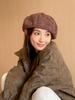 Thickened octagonal hat autumn beret women's winter round face shows small autumn and winter retro newsboy hat tide