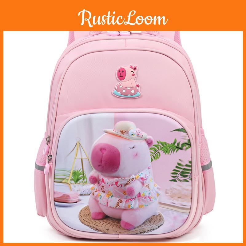 Cute Christmas Themed Capybara Print Children Backpack For Outdoor Daily