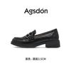Augustine loafers women's 2025 new spring and autumn black temperament British style casual fashion small leather shoes