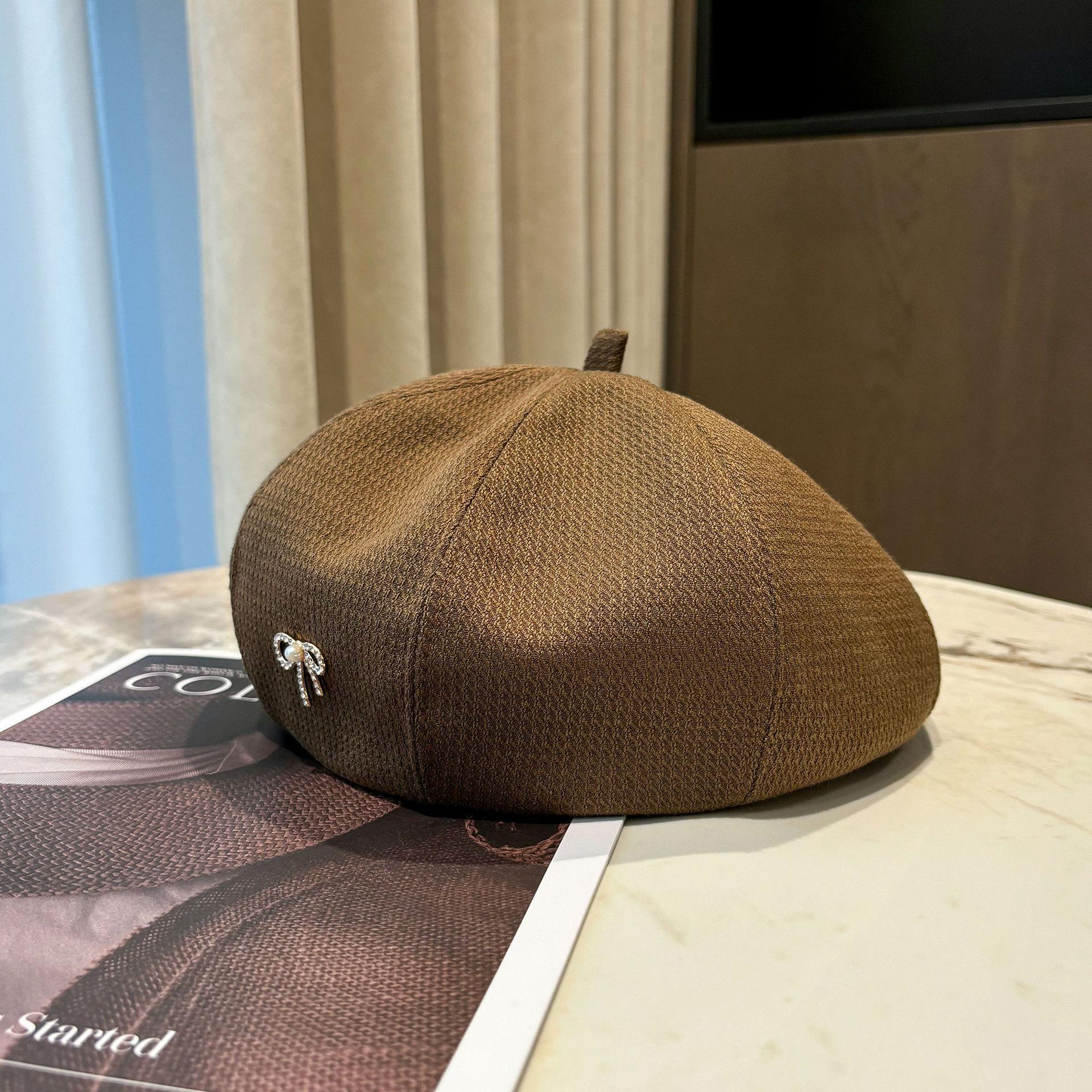 

Берет с бантом в корейском стиле для женщин Новый весенне-осенний универсальный берет художника Большой обхват головы Подчеркивающий лицо Маленькая восьмиугольная шляпа