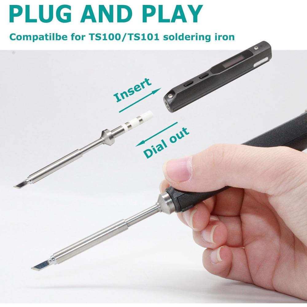 TS100/TS101/T85 Soldering Iron Tips Set: K/KU/I/D24/ILS/B2/BC2/BC3/C4/C1/JL02 Models for Pinecil, Fast Heating & Easy Install