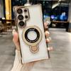 Magnetic for Magsafe Clear Phone Case For Samsung Galaxy S25 S24 S23 S22 Ultra Plus S22 Ring Holder Stand Wireless Charge Cover